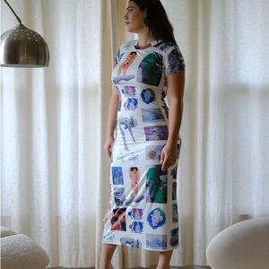 WITH JEAN Artwork Print Morph Maxi Dress in Floral Mimicry Size XXS